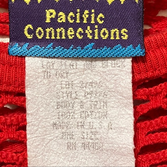Vintage Pacific Connections Red Open Knit Swim Coverup Top - Picture 6 of 7
